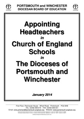 Fillable Online Portsmouth Anglican Appointing Headteachers Booklet