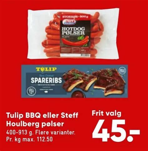 Tulip BBQ eller Steff Houlberg pølser tilbud hos Bilka