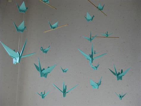 Mix Sized Origami Crane Mobile Light Green 22 Cranes Folded Etsy