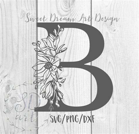 Floral Letter B Svg, Monogram Letter Svg, Decorative Initial Svg ...