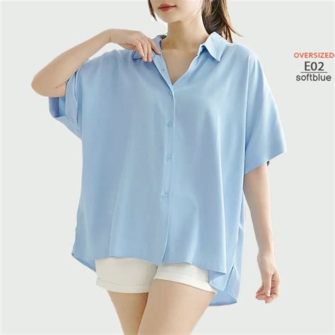 Jual ARENA Kemeja Oversize Wanita Atasan Kerja Polos Casual