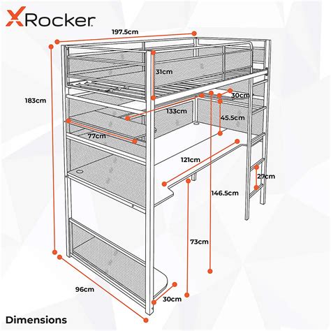 X Rocker Battlebunk Gaming High Sleeper Bunk Bed With Shelf And Desk Dunelm