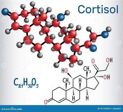 Hormona De Esforço Do Cortisol Fórmula Química Estrutural E Toupeira