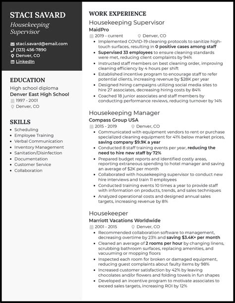 3 Housekeeping Supervisor Resume Examples Created For 2025