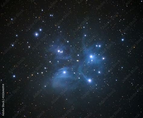 Pleiades constellation and nebula Stock Photo | Adobe Stock