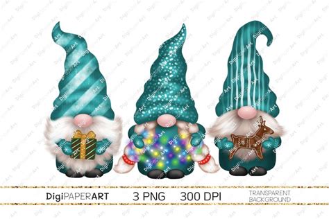 Three Teal Christmas Gnomes Png Sublimation 1460351