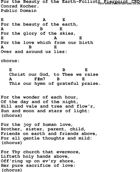 Gospel Song: For The Beauty Of The Earth-Folliott Pierpoint, lyrics and ...