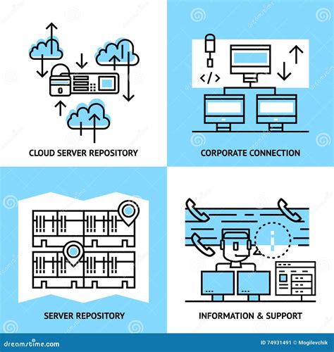 Datacenter Linear Compositions Stock Vector Illustration Of Elements