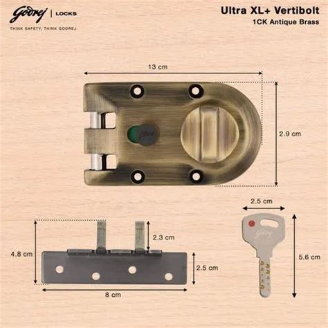 Godrej Ultra XL Plus Vertibolt 1CK Brass Key Lock For Security Golden