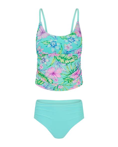 Marseille Tropical Blue Tankini Bikini And High Waisted XS S Adore Me