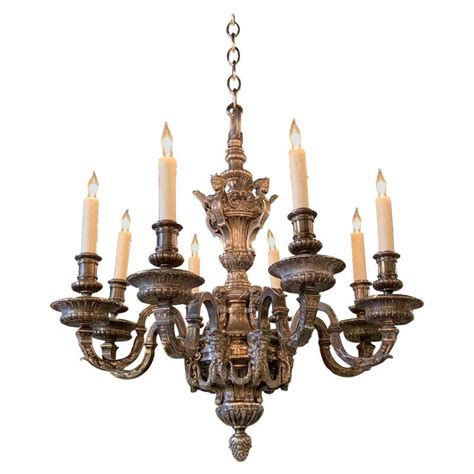 French Renaissance Style Silvered Bronze 6 Light Chandelier For Sale At