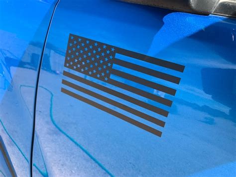 Set Of 2 Matte Black American Flag Decal Stickers Jeep Etsy