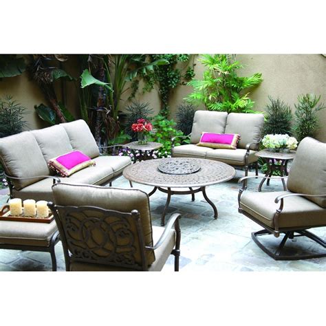 Darlee Florence 8 Piece Cast Aluminum Patio Conversation Seating Set