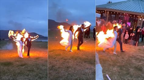 Newlywed Stunt Professionals Set Themselves On Fire In A Jaw Dropping