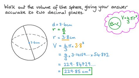 Question Video Finding The Volume Of A Sphere Given A Diameter Nagwa