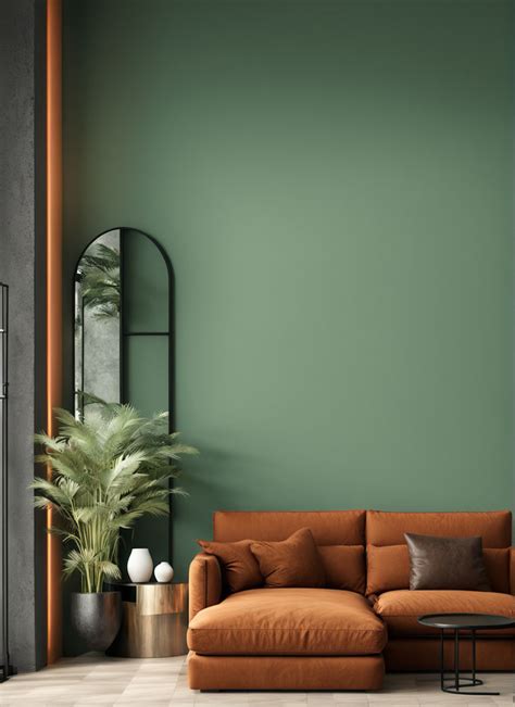 Living room modern lounge with green paint wall empty paint... by ...