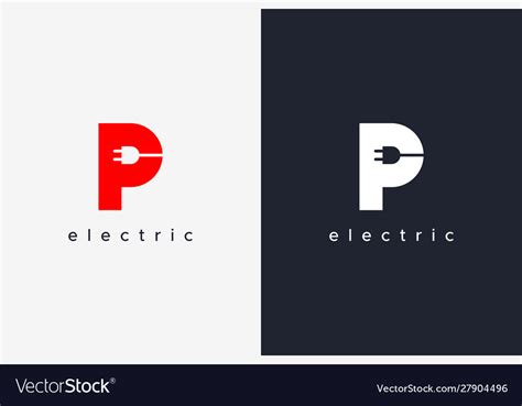 Simple Letter P Electricity Logo Concept Design Vector Image