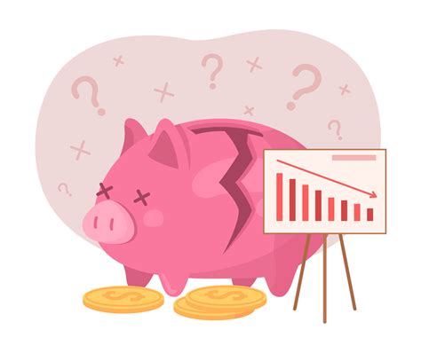 Lack Of Funds Flat Concept Vector Illustration Broken Piggy Bank