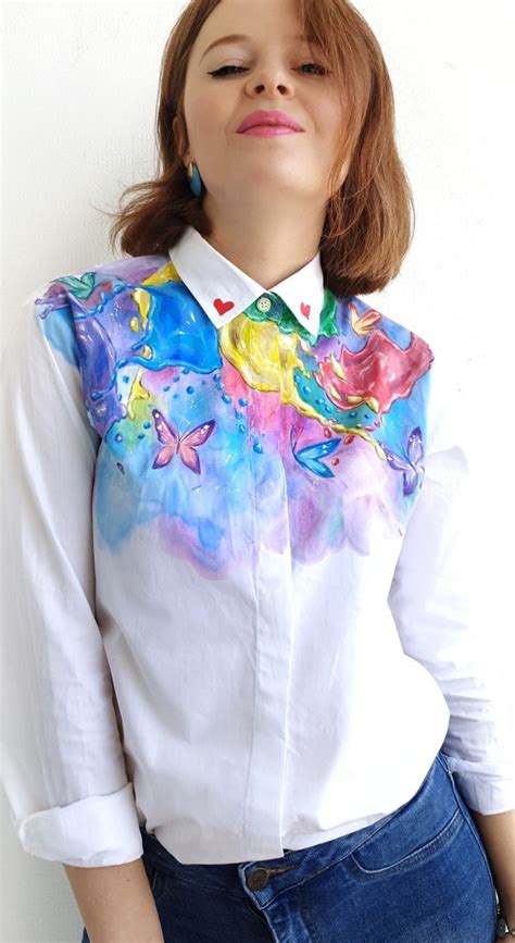 Paint Splashes Hand Painted Shirt Size Sm Ready To Ship Etsy