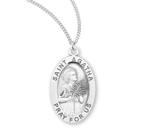 Patron Saint Agatha Oval Sterling Silver Medal Tallys