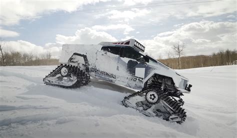 World S First Cybertruck On Tracks Plays In The Snow And It Works For