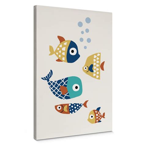 Leinwandbild Kubistika Bunte Fische Wall Art De