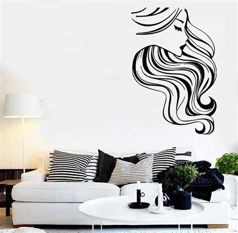 Wall Stickers Vinyl Decal Sexy Girl Long Hair Hairdresser Barbershop U