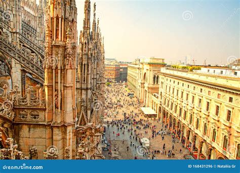 Milan Cathedral Roof Terrace And Aerial View To The Square Milan