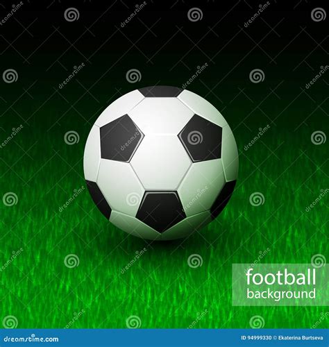 Vector Realistic Soccer Ball On Field Grass Stock Vector Illustration