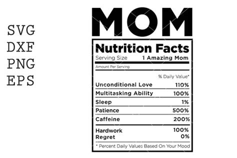 Mom Nutrition Facts Svg Png File Instant Digital Download Etsy