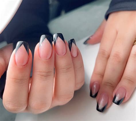 Black French Tip Nails V Shape Informacionpublica Svet Gob Gt