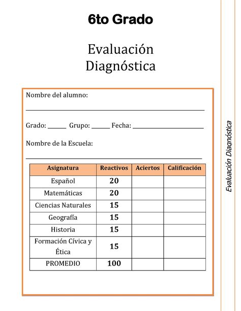 EvaluaciÓn DiagnÓstica 6to Gradopágina01 Imagenes Educativas