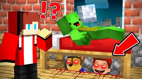 Scary Paw Patrol Exe Under The Bed Jj And Mikey In Minecraft Maizen