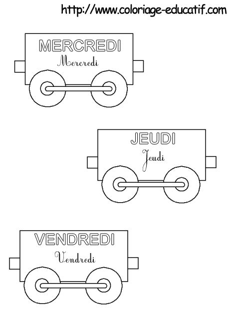 Coloriage Educatif Petit Train Des Jours De La Semainepetit Train