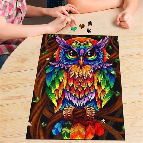 Boho Owl Wood Jigsaw Puzzle Wooden Puzzles For Adults 500 Or Etsy