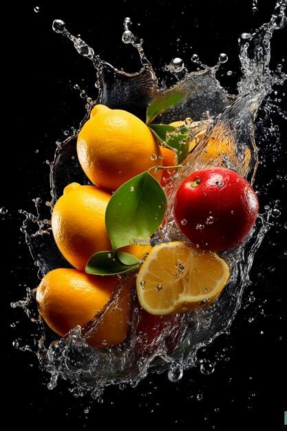 Premium AI Image A Fruit Bowl With Water Splashing Around It