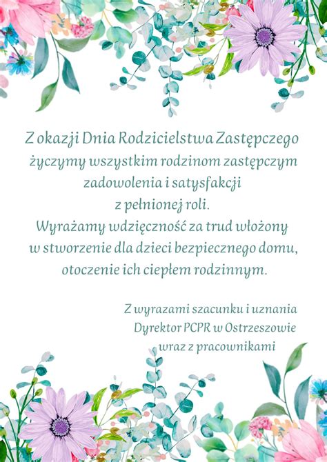 Yczenia Z Okazji Dnia Rodzicielstwa Zast Pczego Pcpr Ostrzesz W