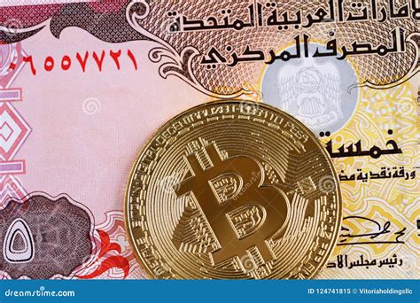 Five UAE Dirham Bank Note with a Golden Physical Banknote Stock Image ...