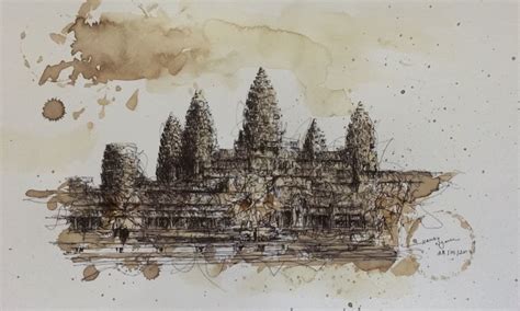 Pencil Angkor Wat Drawing Drawing of angkor wat in 1880 by louis delaporte