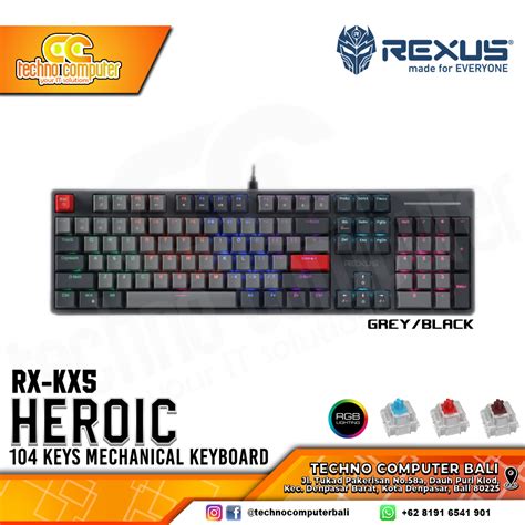 REXUS LEGIONARE MX5 2 TKL Black Grey Mechanical Blue Switch Gaming