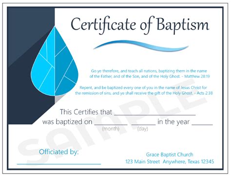 Water Baptism Certificate Template