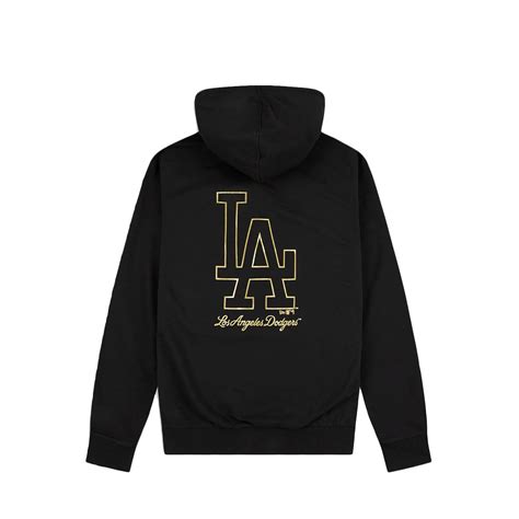 New Era Hooded Sweatshirt Metallic La Dodgers Man Black Mascheroni Store