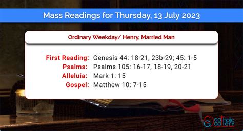 Daily Mass Readings For Thursday July Catholic Gallery