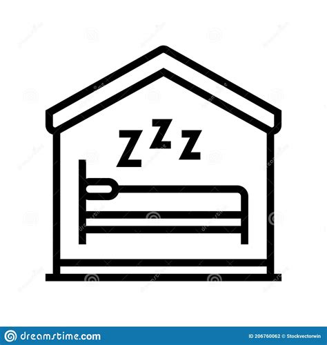 Sleeping In Bed Line Icon Vector Illustration Stock Illustration