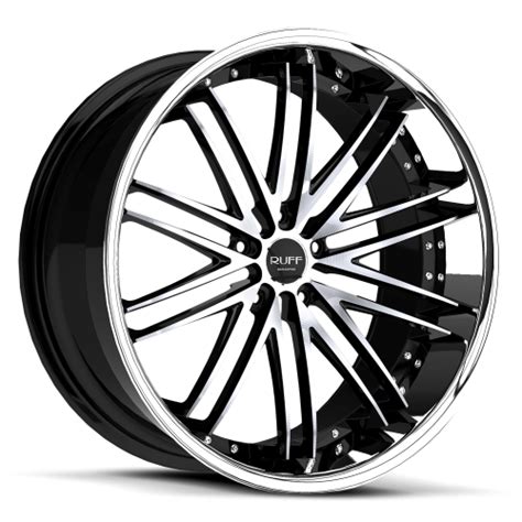 Ruff Racing R980 22 X 9 Inch Rims Gloss Black Machined With Chrome Lip