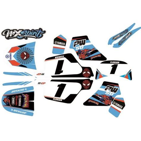 Kit Deco Autocollant Sticker Spider Man Pour Moto Cross Yamaha Pw