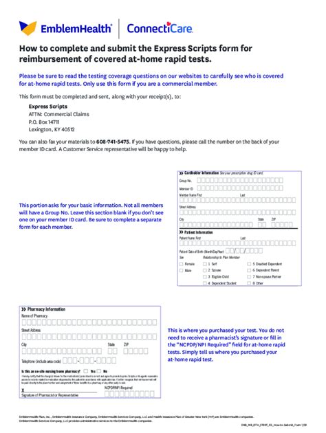 Fillable Online Express Artbobclaimformprescription Claims Reimbursement Form