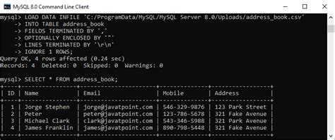 Mysql Import Csv File In Database Table Javatpoint