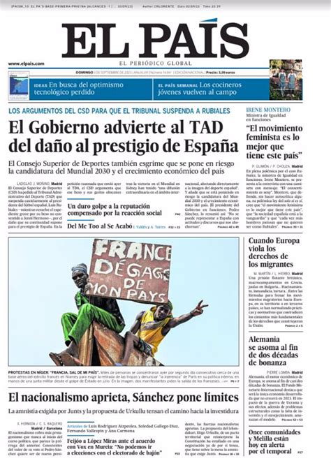 Las portadas de los periódicos del domingo 3 de septiembre