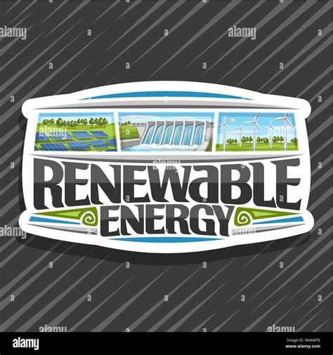 Vector Logo For Renewable Energy White Sign With Array Solar Panels